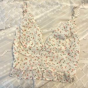 White Floral Crop Top